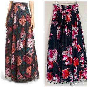 Eliza J Swiss Dot Floral Print Ball Skirt Size 8
